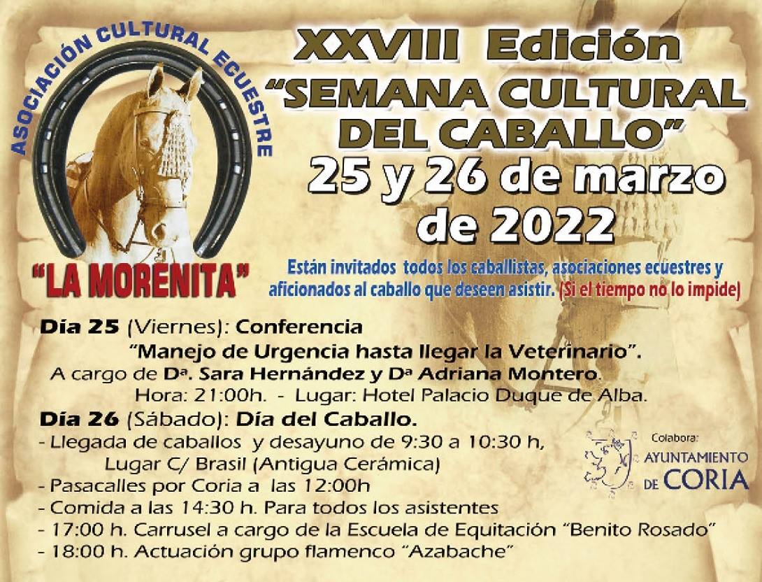 El próximo fin de semana se celebrará la XXVII edición de la Semana Cultural del Caballo