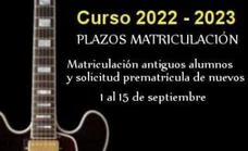Abierto el plazo de matriculación para el curso 2022-2023 de La Escuela Municipal de Música