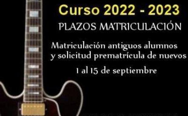 Abierto el plazo de matriculación para el curso 2022-2023 de La Escuela Municipal de Música