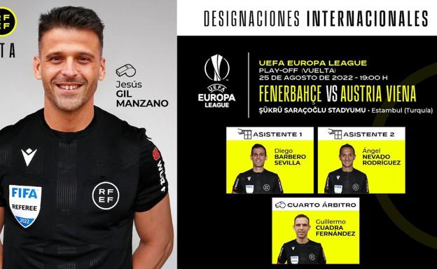 Gil Manzano dirige esta tarde el Fenerbahçe-Austria Wien de Europa League