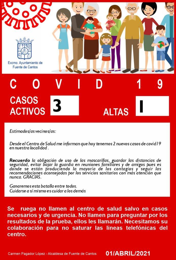 Tres casos activos y un alta