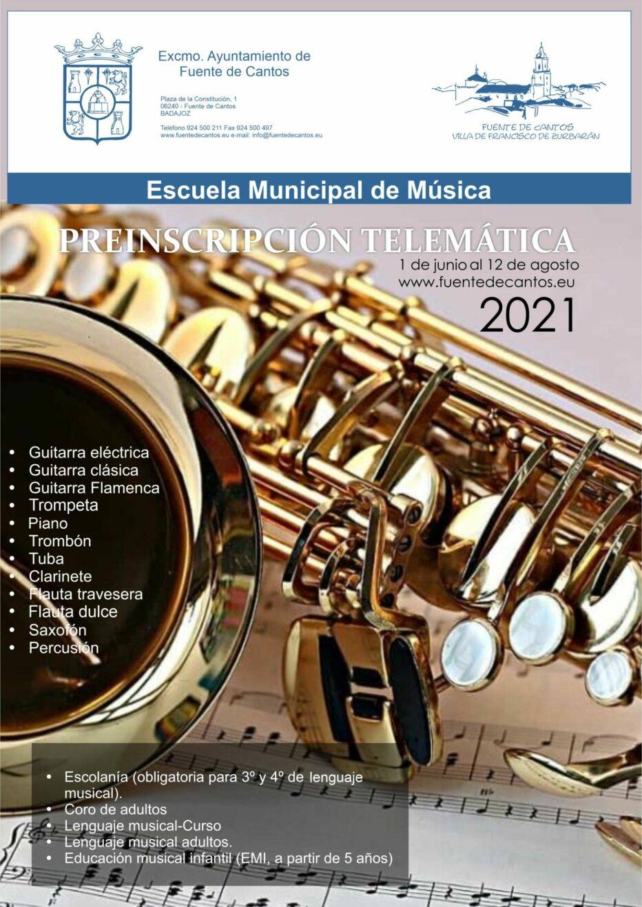 Abiertas las preinscripciones para la Escuela de Música