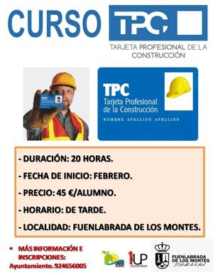 El Ayuntamiento de Fuenlabrada de los Montes abre convocatoria para la obtención de la Tarjeta Profesional de la Construcción