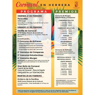Hasta el jueves 20 de febrero abierto el plazo para inscribirse en los concursos de Carnaval de Herrera del Duque