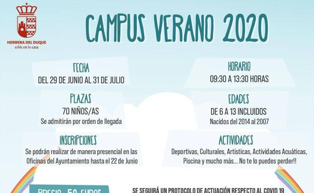 El lunes 15 de junio se abre el plazo para el Campus de Verano 2020