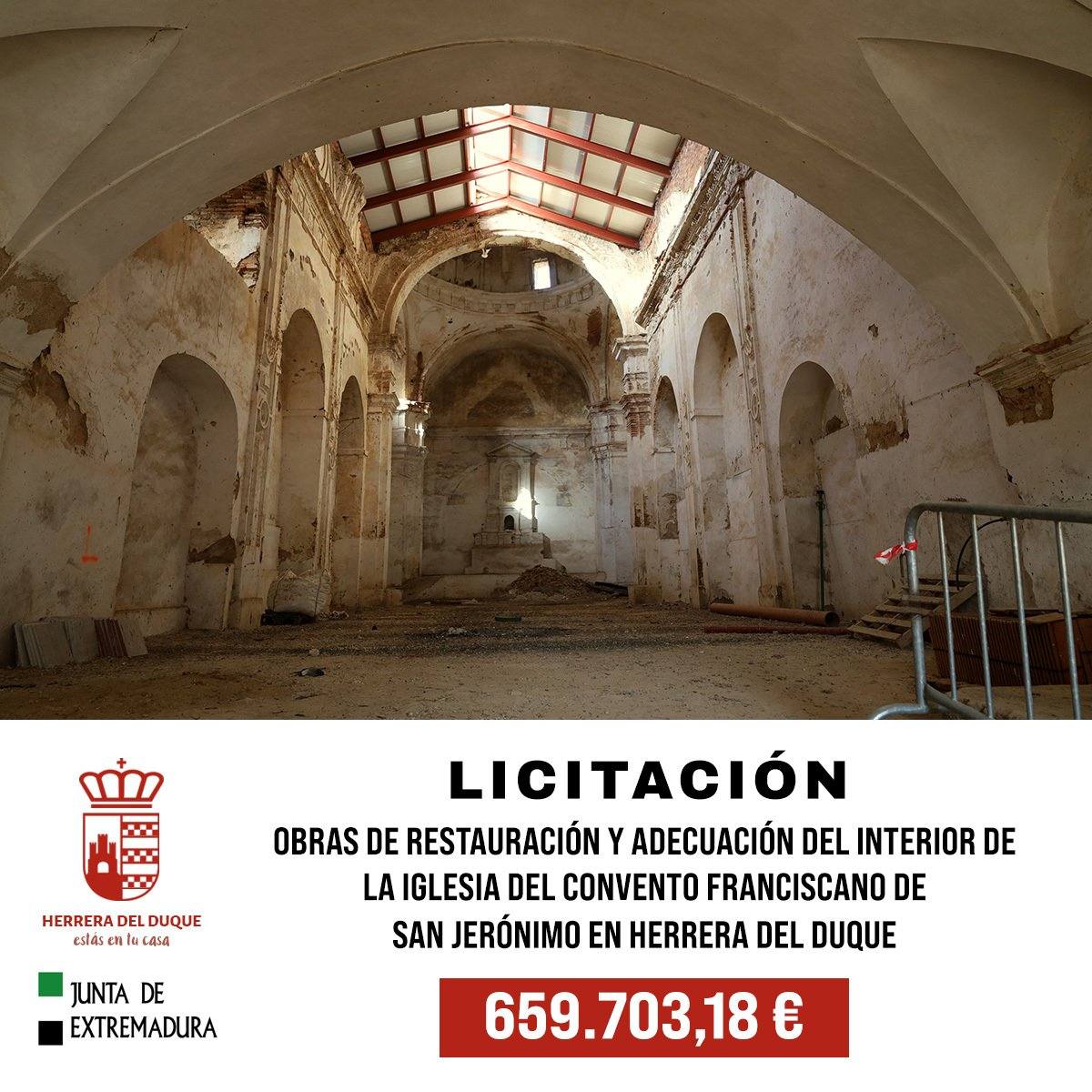Sale a licitación las obras de restauración y adecuación del Convento Franciscano de San Jerónimo de Herrera del Duque