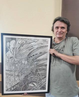 El vecino de Hornachos Toni Galobart expone en el Salón Municipal «La Cooperativa»de Llera parte de su obra pictórica