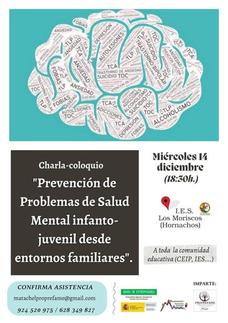 El IES «Los Moriscos», llevará a cabo una charla sobre Salud Mental en Jóvenes y Entornos Familiares