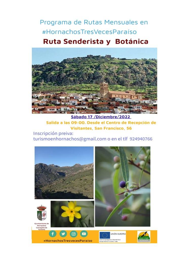 La concejalía de Turismo anuncia una nueva «Ruta Senderista y Botánica para el dia 17»
