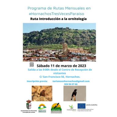 Este próximo sábado la Concejalía de Turismo pone en marcha una «Ruta Introducción a la Ornitología»