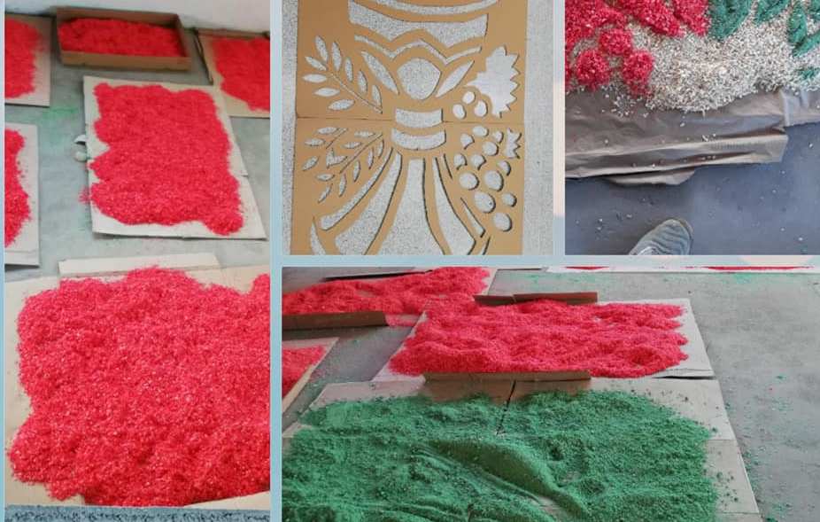 Alfombra multicolor para festejar este domingo el Corpus en Jaraíz