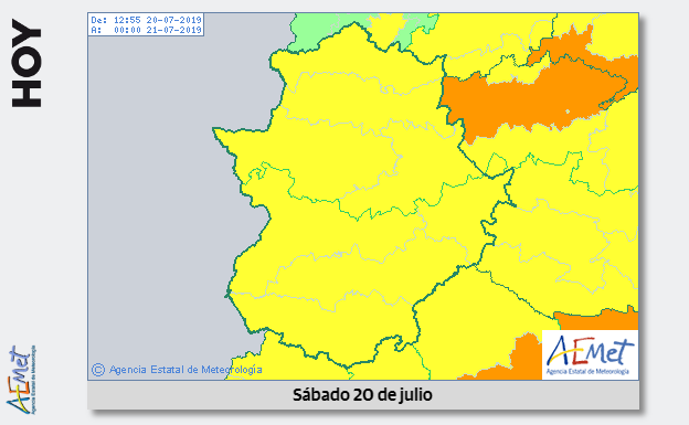 Aviso amarillo por altas temperaturas, de hasta 39 grados, este sábado en Extremadura