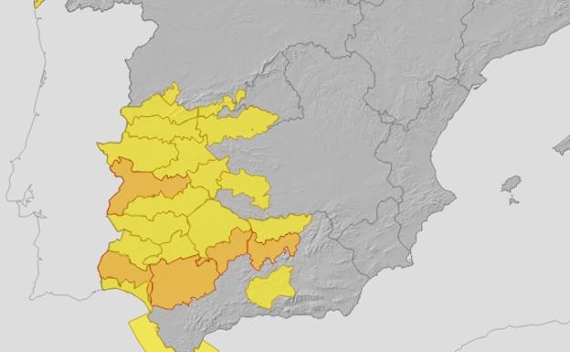 Extremadura continuará mañana con avisos amarillos y el jueves sube a naranja