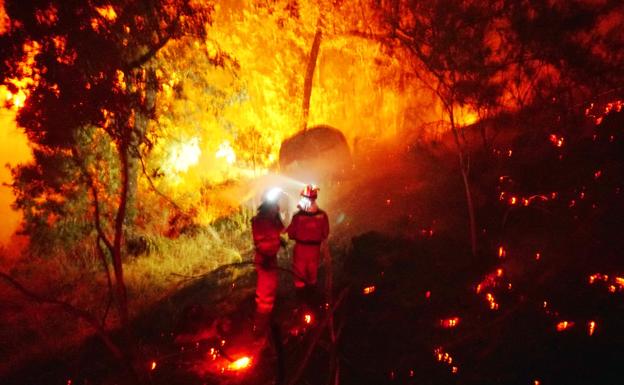 El fuego que daña al Jerte y La Vera continúa activo y ambos tienen nivel 2 de peligrosidad