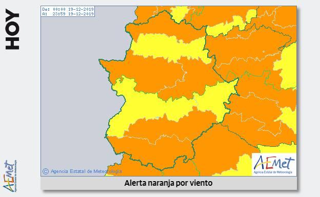 Extremadura estará mañana en alerta naranja por fuertes vientos