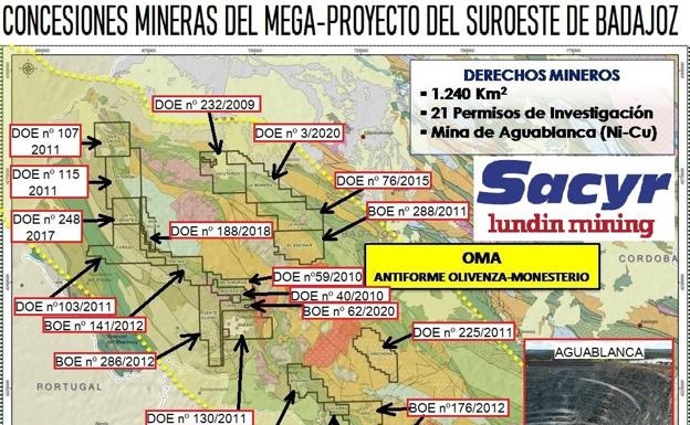 La Plataforma Alconchel Sin Minas advierte del megaproyecto Ossa-Morena entre Olivenza y Jerez de los Caballeros
