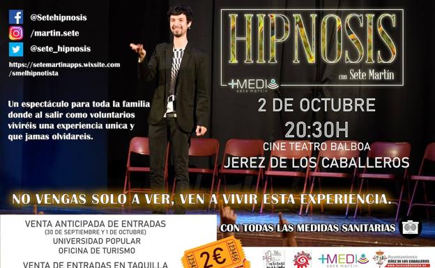 El cine-teatro Balboa acoge, este sábado, el espectáculo 'HIPNOSIS' a cargo de Sete Martín