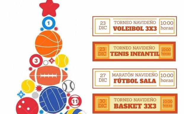 Abierto el plazo de inscripción para los torneos navideños de tenis, voleibol, fútbol sala y baloncesto
