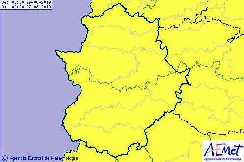 Aemet activa para hoy, lunes, nivel amarillo por tormentas en toda Extremadura