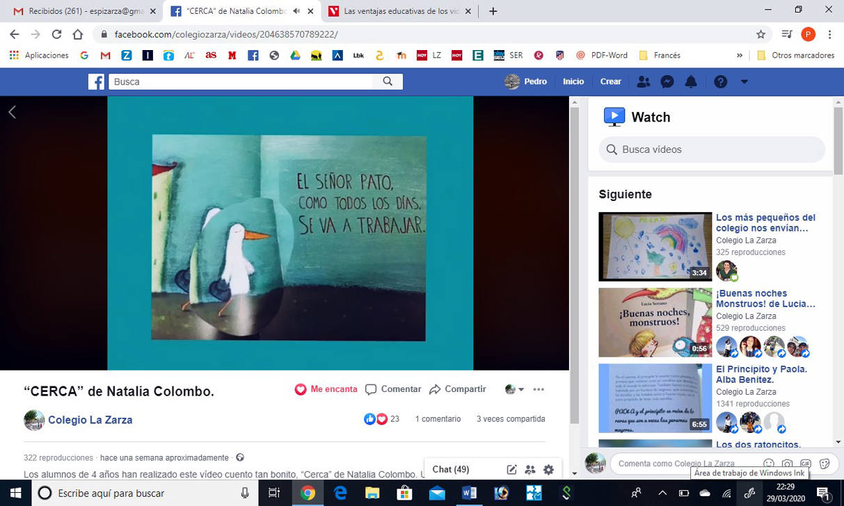 El colegio publica en Facebook videocuentos elaborados por niños y maestros