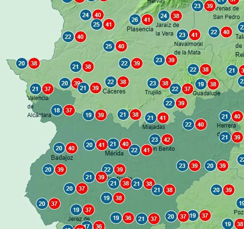 La Aemet prevé que se alcancen en La Zarza los 40 grados la próxima semana