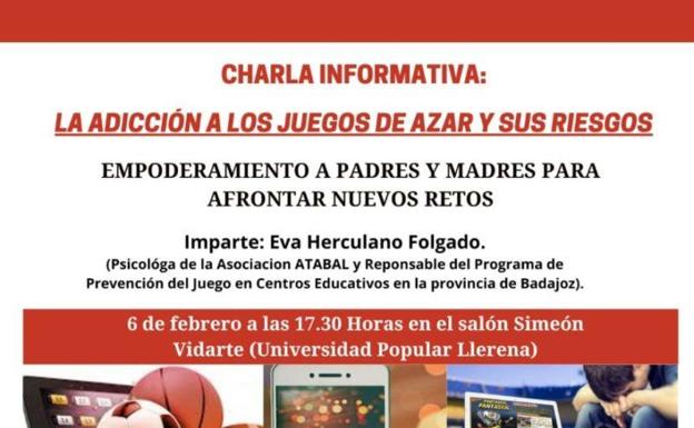 El Ayuntamiento de Llerena ofrece charlas sobre la adicción a los juegos de azar y sus riesgos