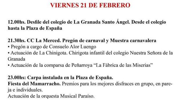 Muestra carnavalera este viernes a las 21:30