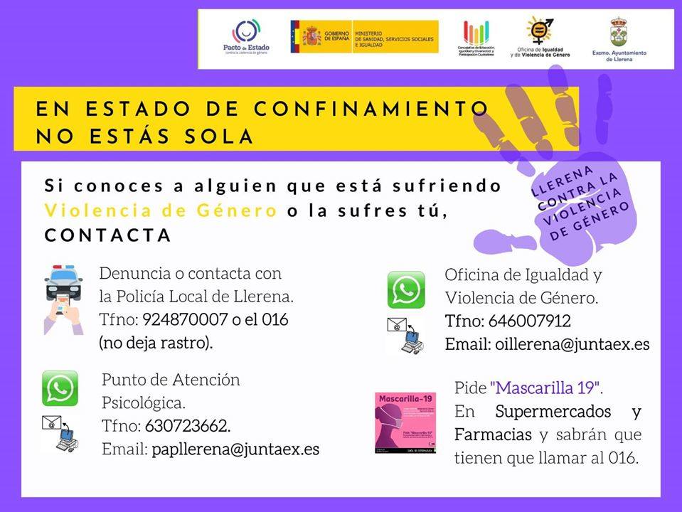 Números de ayuda contra la violencia de género en Llerena