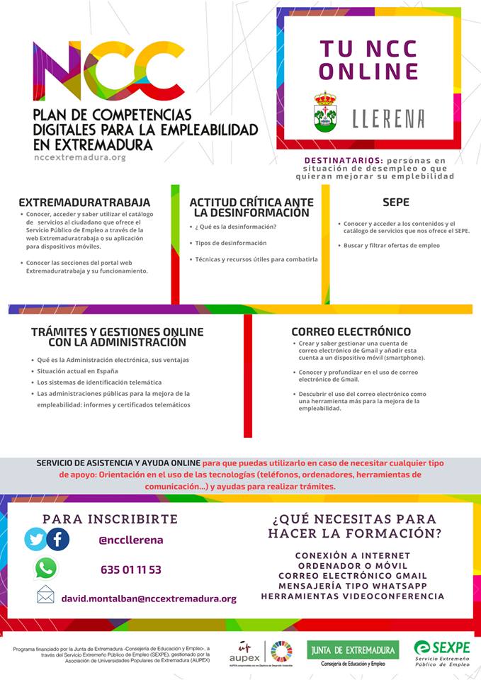 Cursos del NCC para personas en situación de desempleo