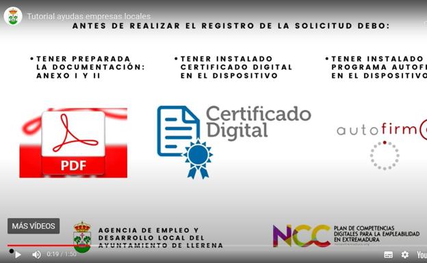 Se crea un tutorial para pedir telemáticamente las ayudas a empresarios