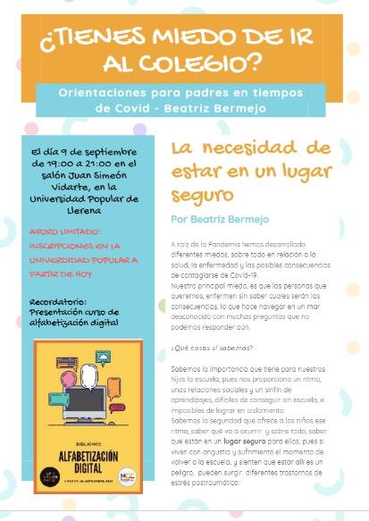 Jornadas de orientación a los padres frente al periodo escolar