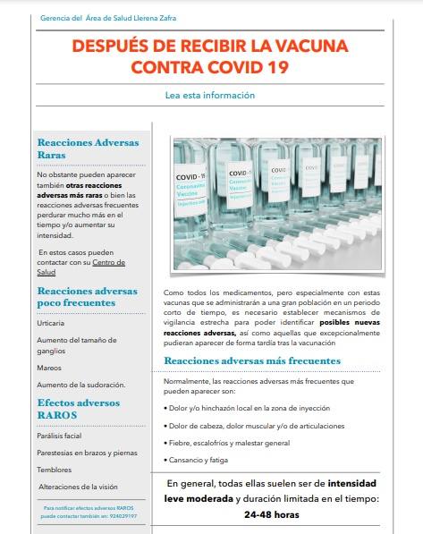 La Gerencia publica instrucciones tras la vacuna