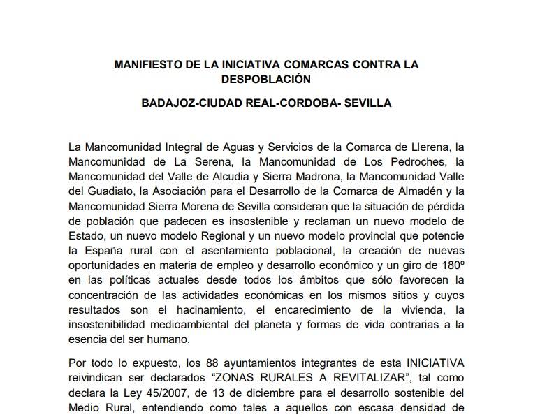 Manifiesto de la iniciativa Comarcas contra la despoblación