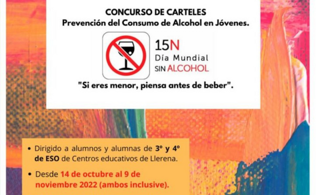 Abierto el plazo de presentación del Concurso de Carteles 'Prevención del Consumo de Alcohol en Jóvenes'