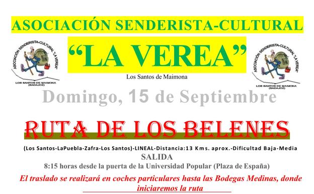 Ruta senderista para mañana domingo por Los Belenes
