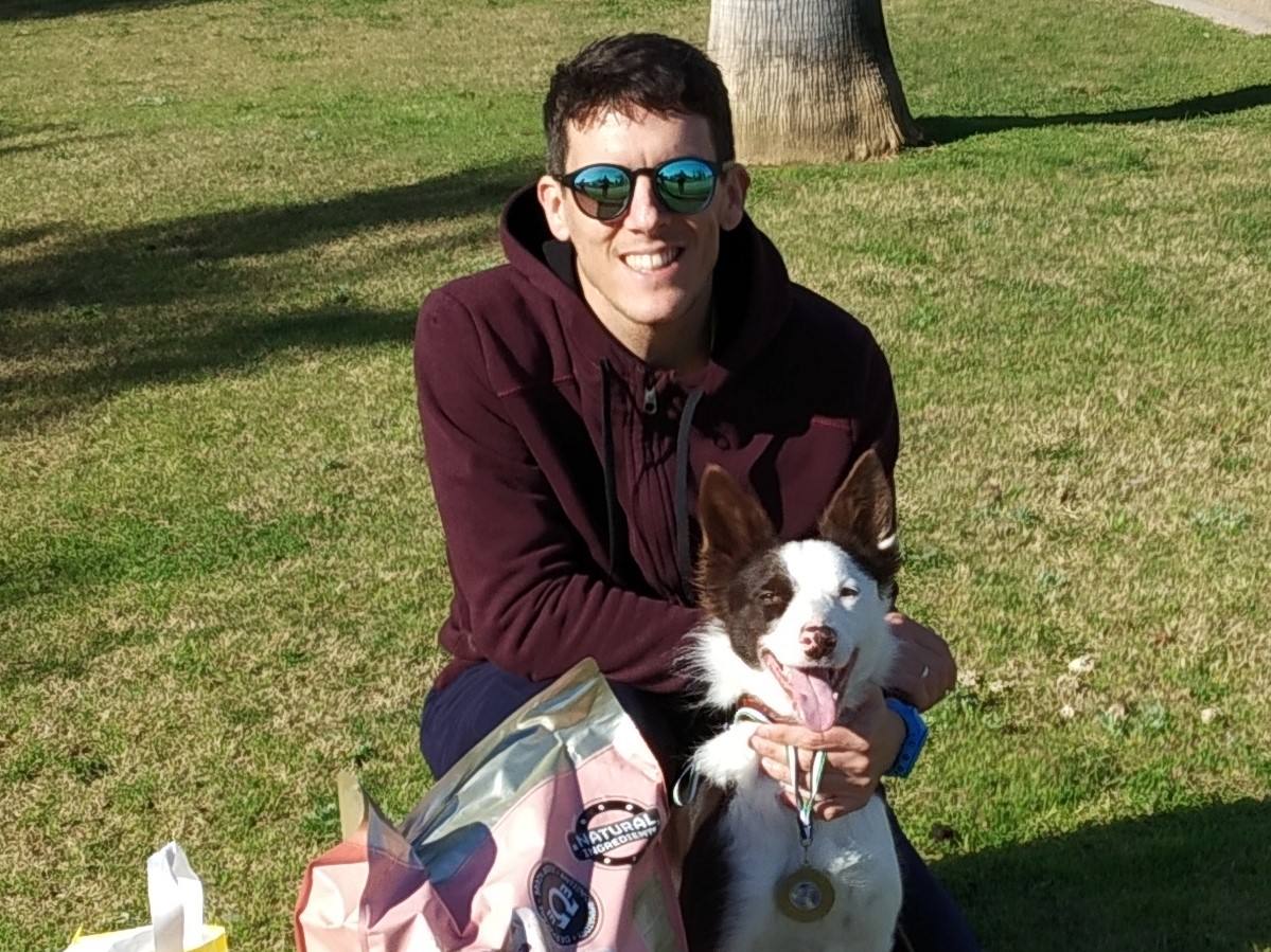 Jesús Vergara y su perrita Lucky subcampeones de Extremadura de Canicross