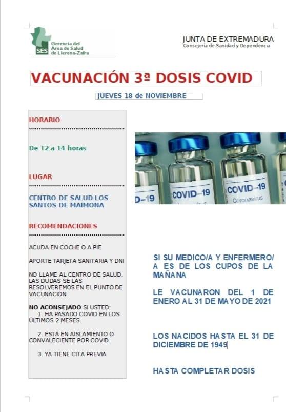 Llamamiento a santeños para recibir la tercera dosis de la vacuna contra la COVID