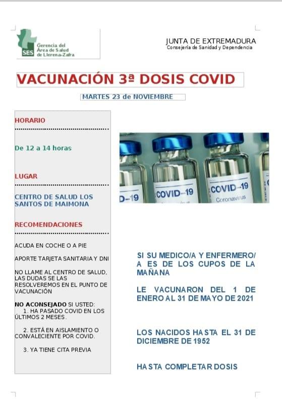 Santeños nacidos hasta 1952 son llamados para recibir hoy la tercera dosis frente a la COVID