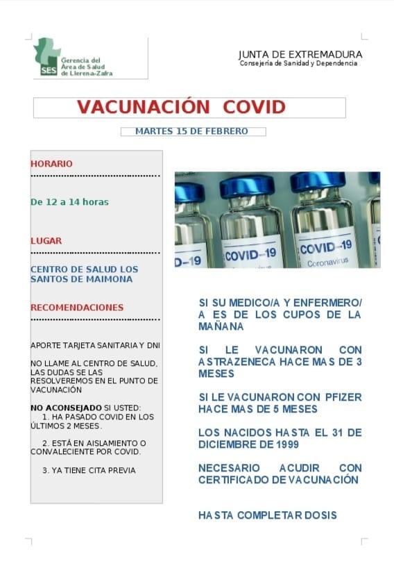 Vacunación en el Centro de Salud el martes 15 para los nacidos hasta 1999, vacunados con Astrazeneca y Pfizer