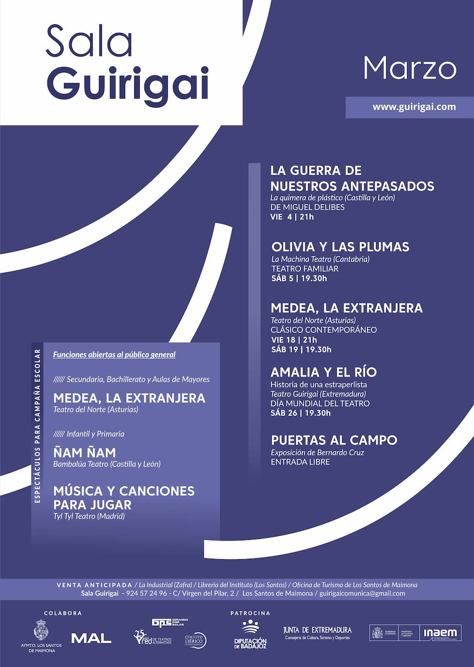 Teatro contemporáneo, familiar, clásicos renovados y otras actividades especialmente dirigidas a jóvenes y mayores en la programación de marzo de Sala Guirigai