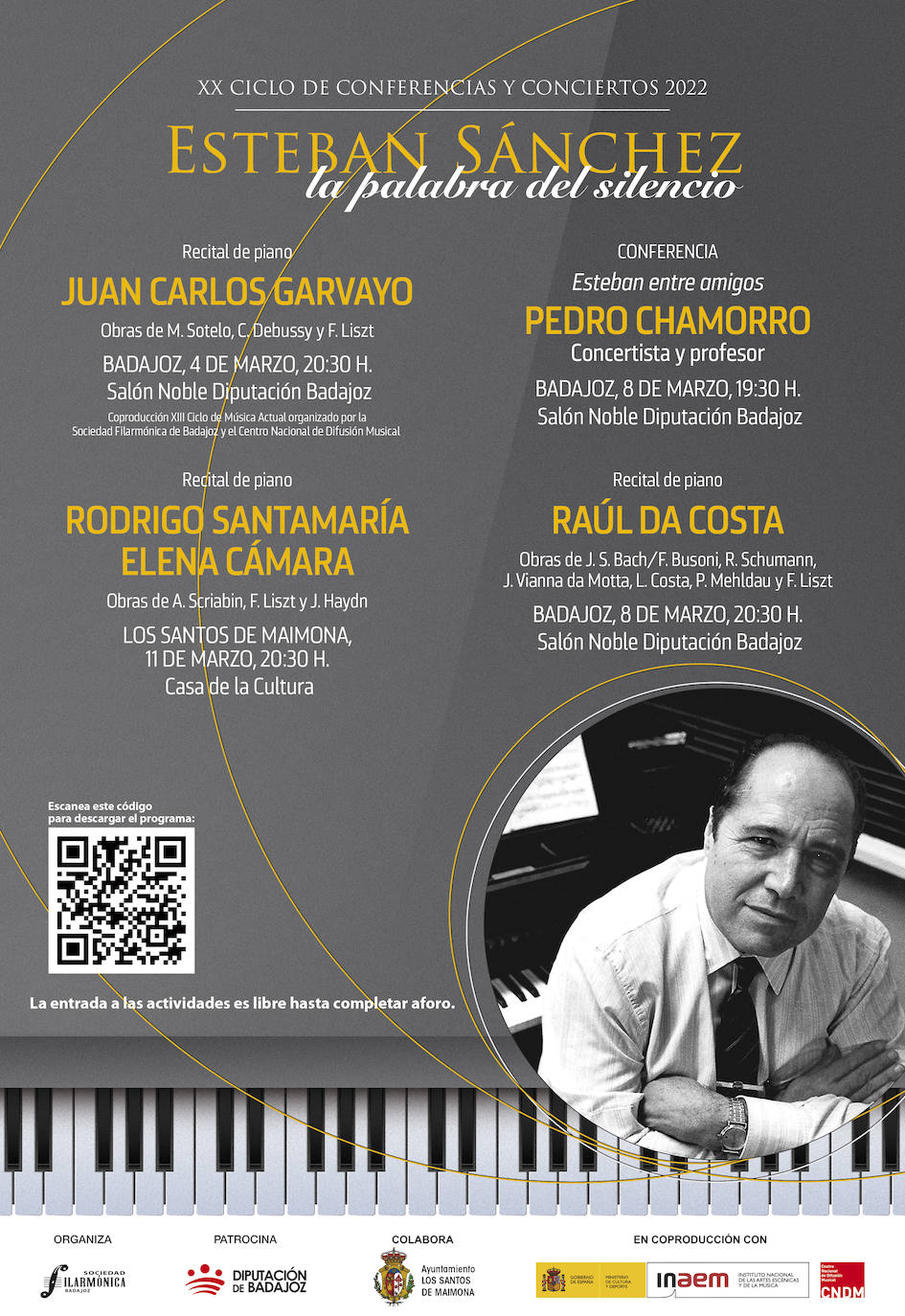El ciclo 'Esteban Sánchez' se cierra en Los Santos de Maimona con un concierto de piano a cargo de Rodrigo Santamaría y Elena Cámara