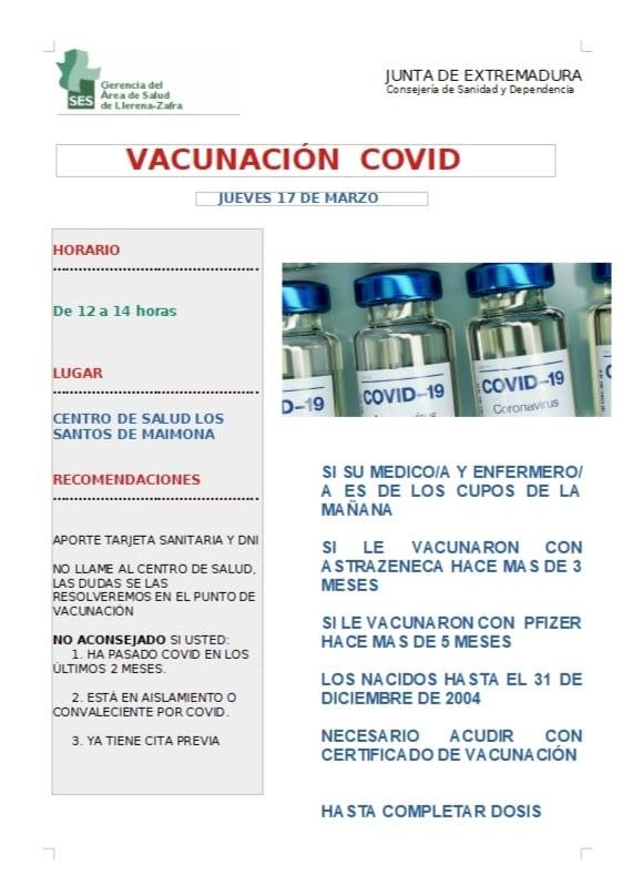 Nueva vacunación con la tercera dosis para los nacidos hasta 2004