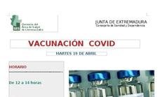 Vacunación Covid en el Centro de Salud el próximo martes 19