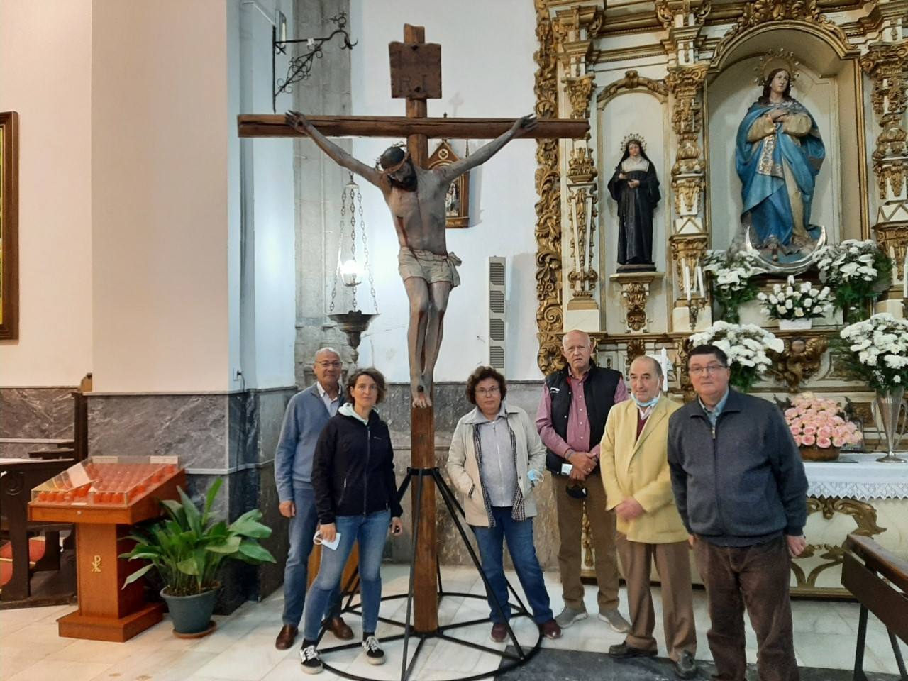 El Cristo de la Sangre volvió a Los Santos tras su restauración en un taller de Cáceres