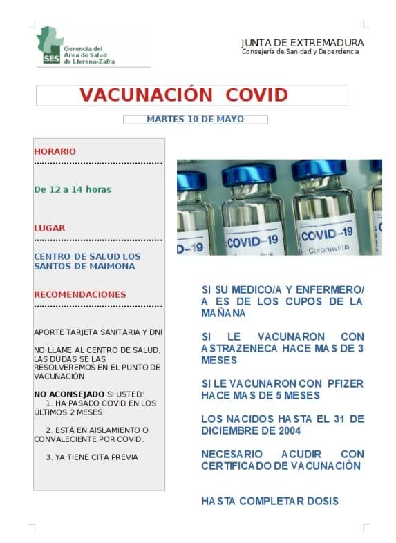 Vacunación Covid en el Centro de Salud de Los Santos