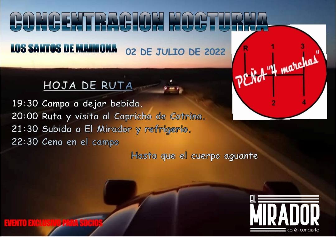 La 'Peña 4 Marchas' de coches antiguos, realizará una marcha nocturna por los Los Santos