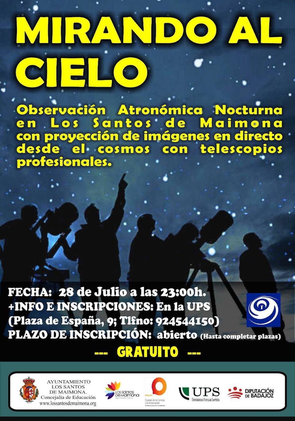 Hoy, en la Sierra de San Cristobal, se podrá observar Universo en el taller 'mirando al cielo'