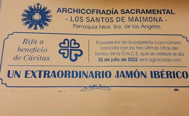 El número premiado con 'el jamón' de la rifa de la Archicofradía Sacramental es el 686