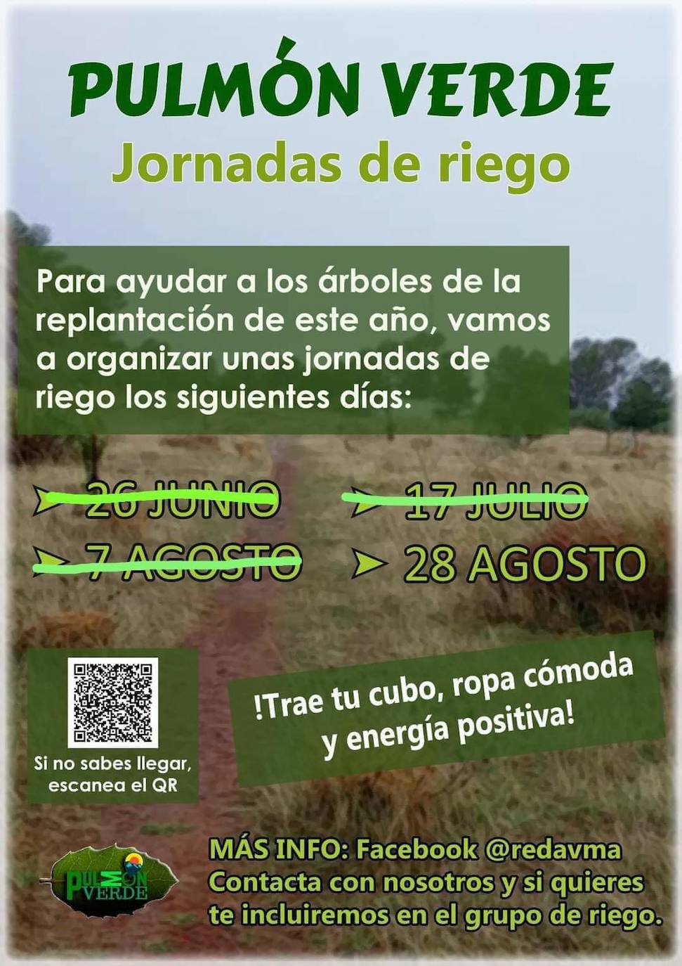 Pulmón Verde organiza para este domingo 28 de agosto, un 'riego' colectivo de árboles