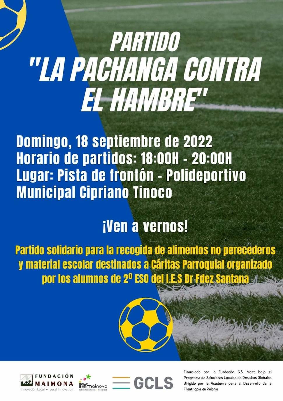 Los alumnos de 2º ESO organizan el partido 'la pachanga contra el hambre'